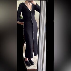 For Days Black Long Sleeve Button-Up Maxi Dress